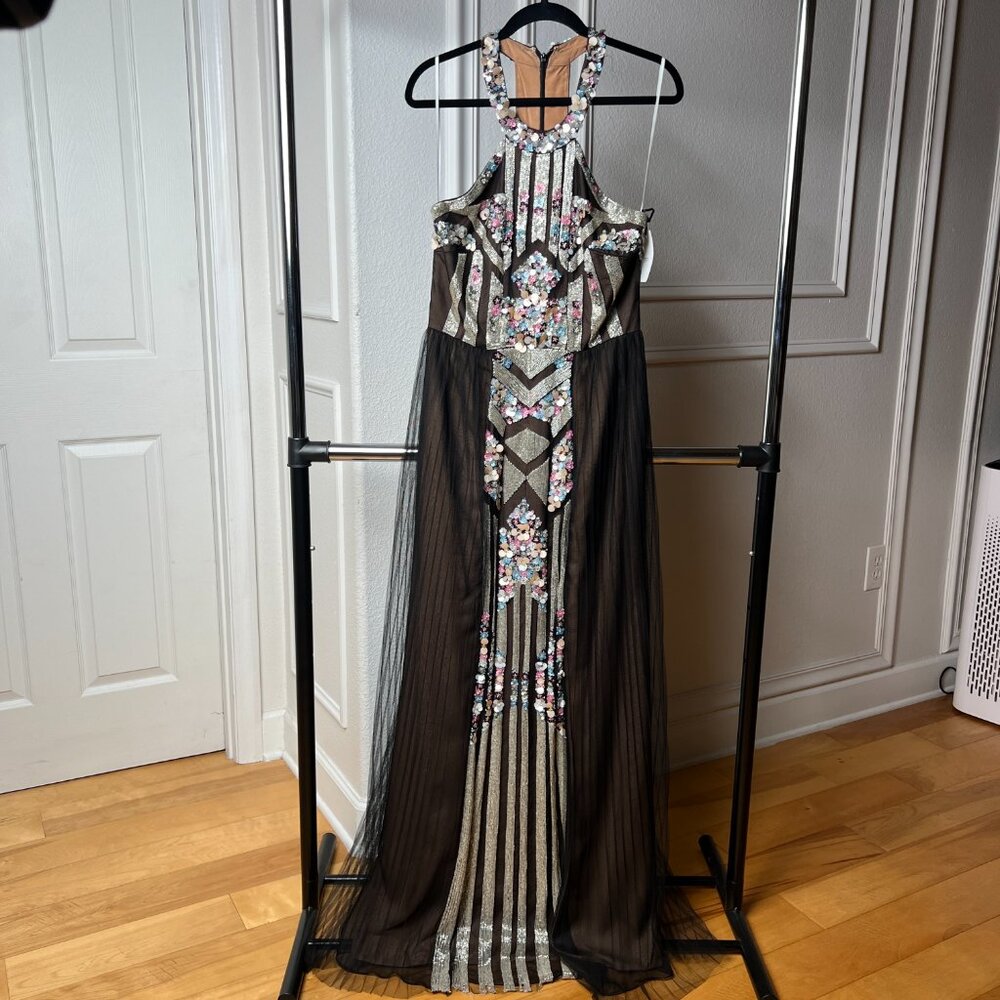 Marchesa Notte Art Deco Sequin Mermaid Evening Gown - Size 10 - Picture 6 of 8